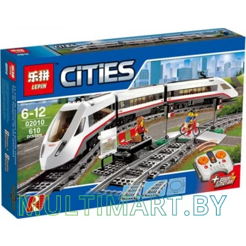 Конструктор Lepin 02010 Скоростной пассажирский поезд (610 деталей)